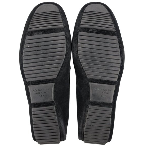 Aquatalia Italy Black Suede Weatherproof Driving Loafers Mens 11.5 Dress Shoes - Picture 2 of 13